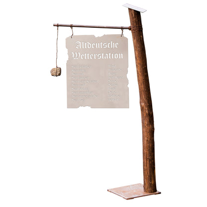 Altdeutsche Wetterstation auf Holzbalken XXL Aussergewöhnliche Wetterstation