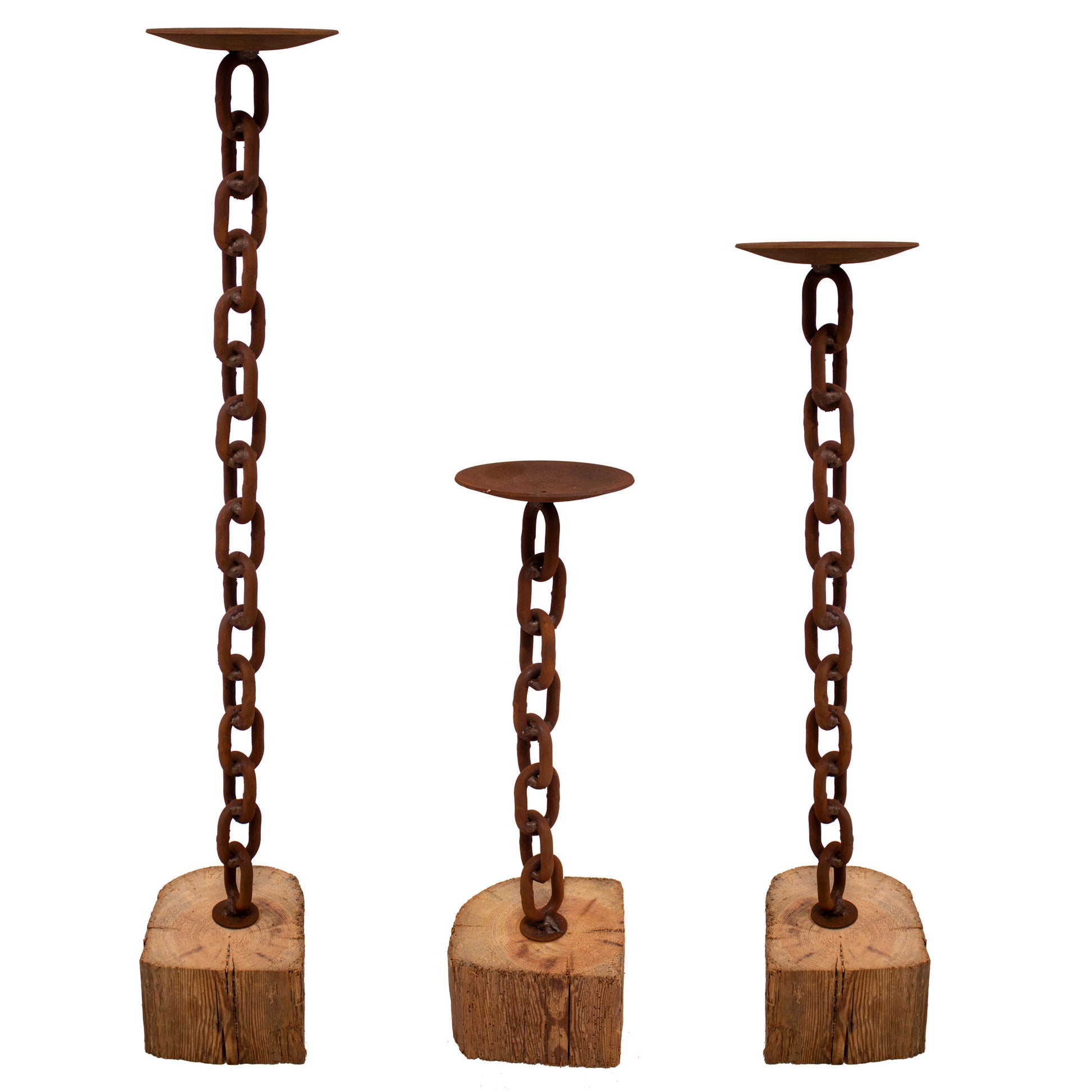 Kerzenständer Kette aus Metall im Edelrostdesign Wohndeko Rostdeko Kerzendeko