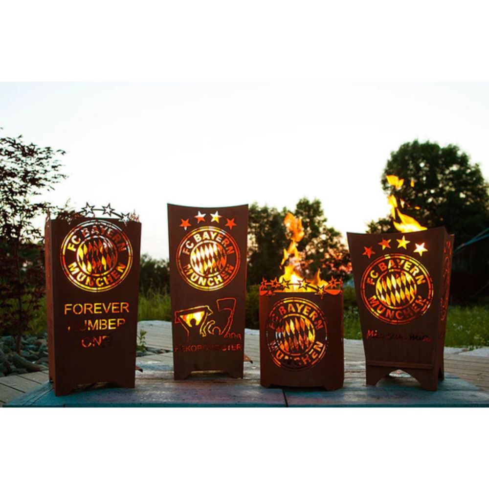 FC Bayern Feuerkorb - Forever Number One im 5 Sterne Edelrost Design Feuerstelle