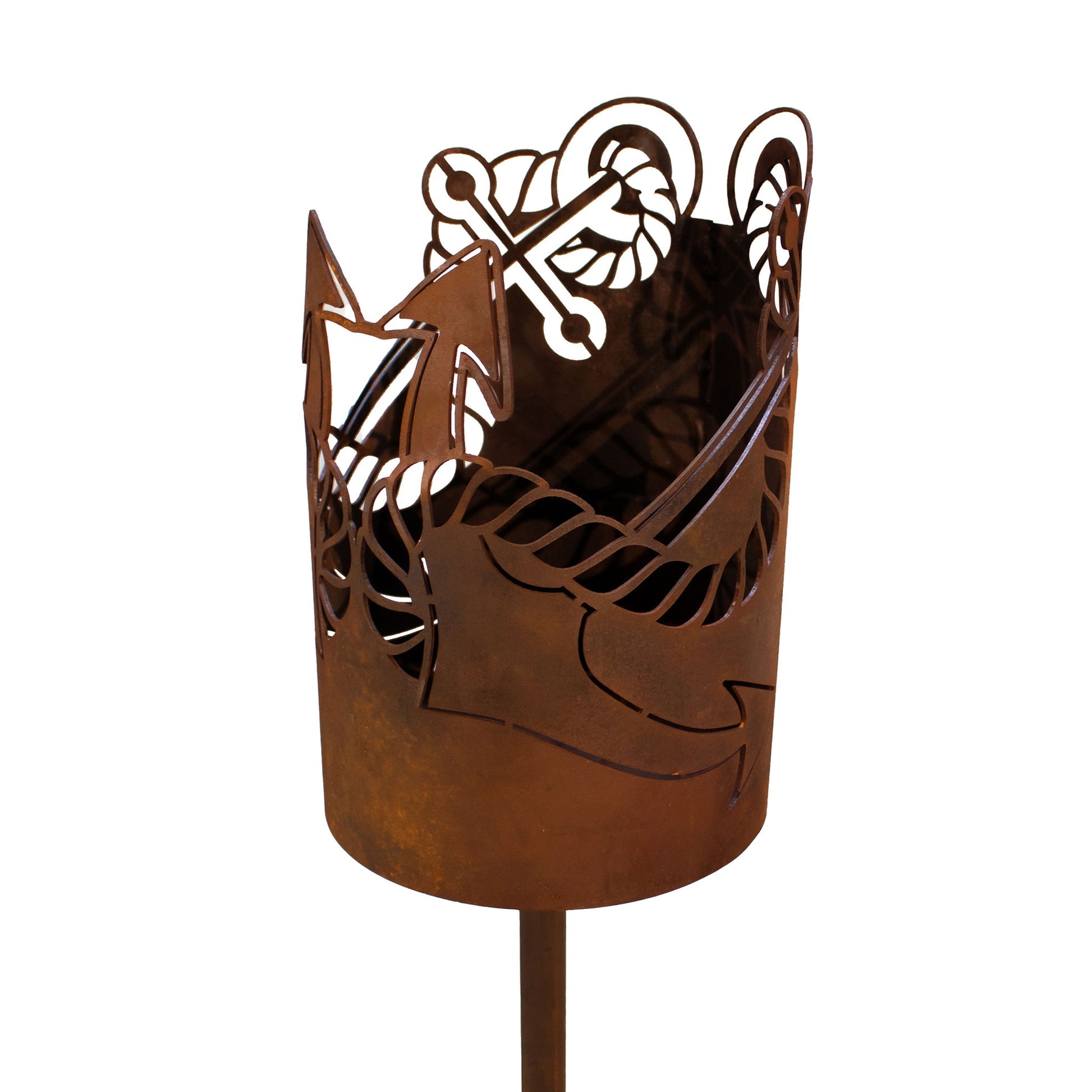 Fackelstab Anker - Edelrost Gartenfackel Fackel Echtrost auf Stab Metall