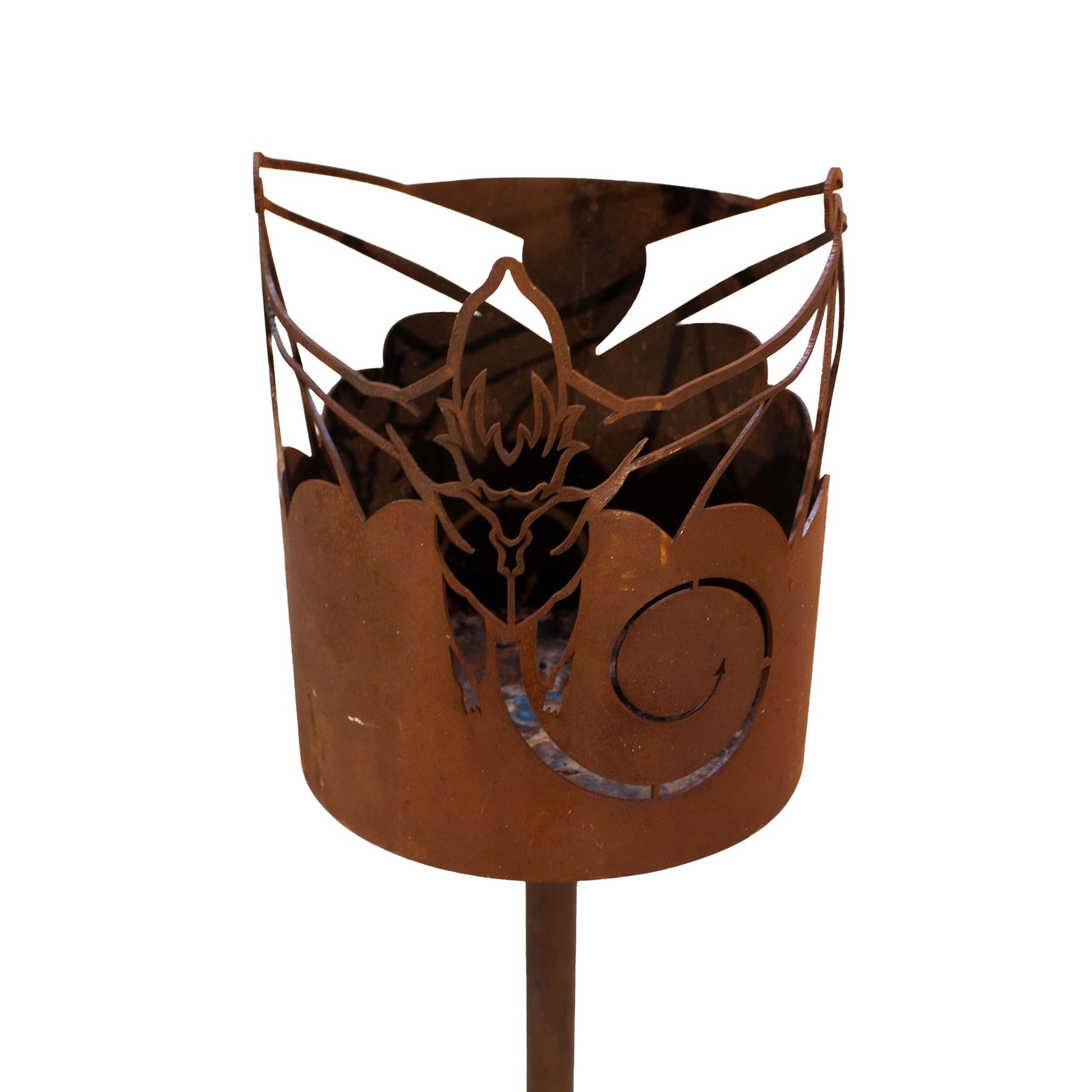 Fackelstab Drache - Edelrost Gartenfackel Fackel Echtrost auf Stab Metall