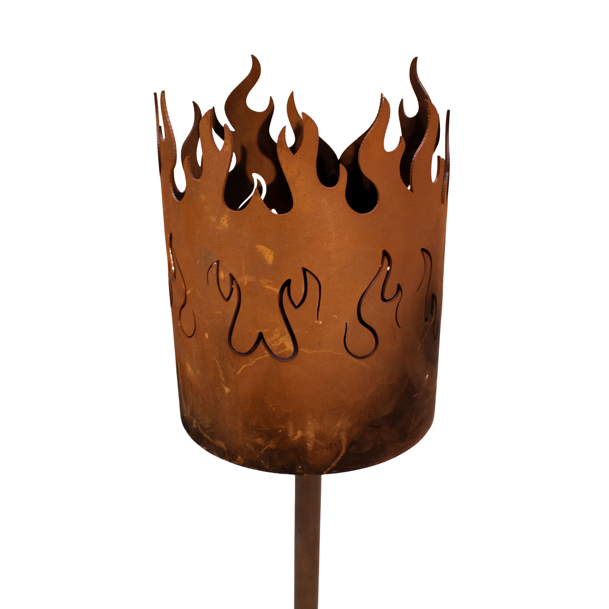 Fackelstab Flammen - Edelrost Gartenfackel Fackel Echtrost auf Stab Metall