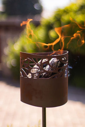 Fackelstab Floral Edelrost Gartenfackel Feuerstab Feuerkorb-Stab Flammenstab