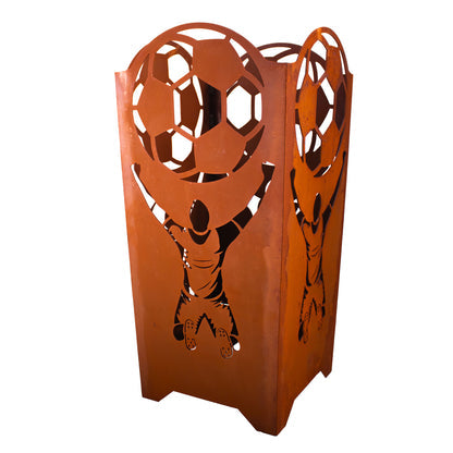 Feuerkorb Fußball aus Metall Feuerstelle Edelrost für Fußballfans Gartendeko