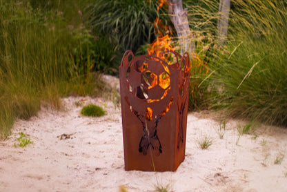 Feuerkorb Fußball aus Metall Feuerstelle Edelrost für Fußballfans Gartendeko