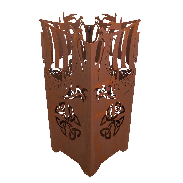 Feuerkorb Wikingerschiff Edelrost Feuerstelle Gartenfeuer Feuerschale Rostdeko