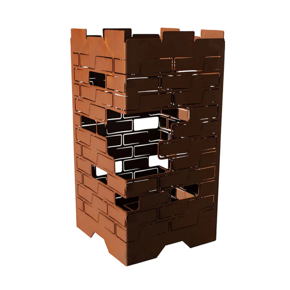 Feuerkorb aus Metall im Backsteineoptik aus Edelrost Rostdeko Gartendeko Feuerstelle