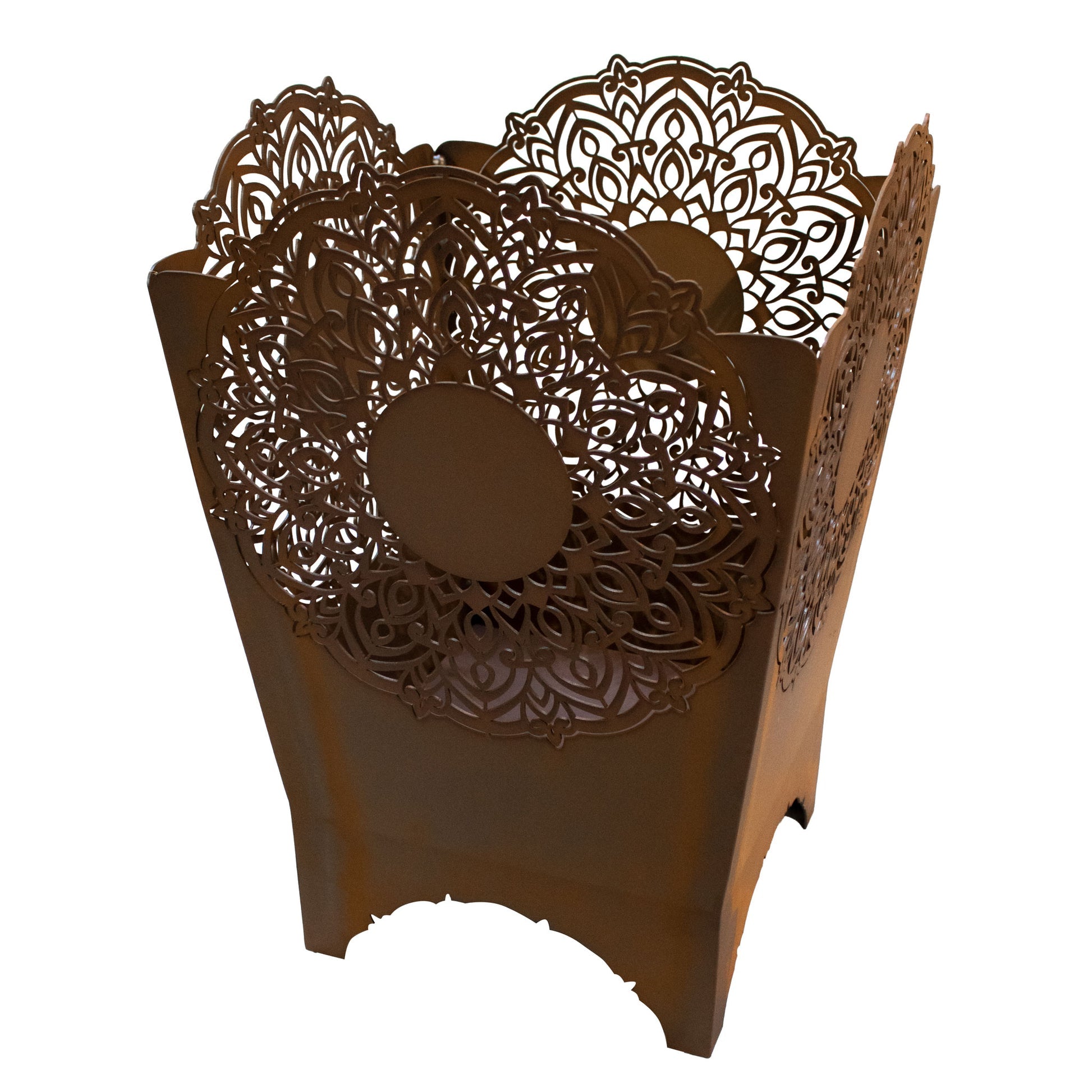 Feuerkorb aus Metall im Mandala Design aus Edelrost Rostdeko Garten Feuerstelle