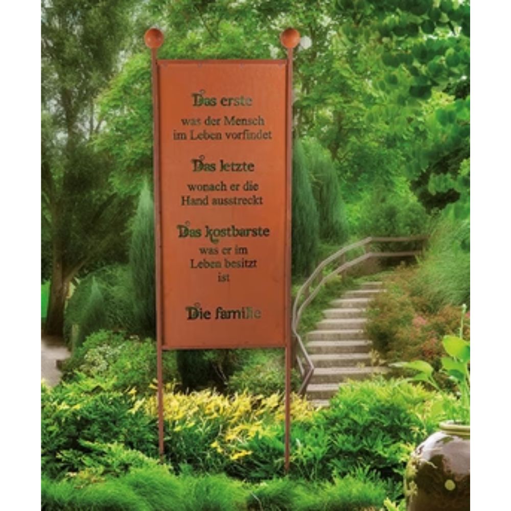 Gartenstecker XL aus Edelrost mit Familie Spruch Gartendeko Rost Deko Spruchtafel