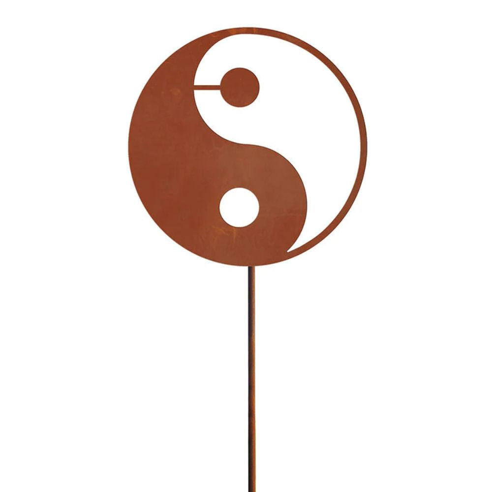 Gartenstab aus Edelrost mit Yin & Yang - Motiv in Rost-Design Dekostab Gartendeko