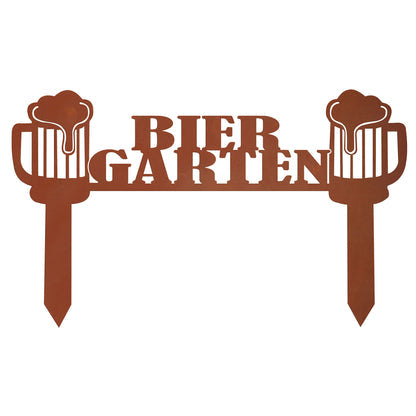 Gartenstecker - Biergarten aus Metall im Edelrost Design Gartenstab aus Rost