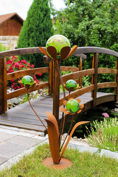 Glasblume - Ferrum - Metallblume mit Glas- oder Edelstahlkugeln Gardendeko