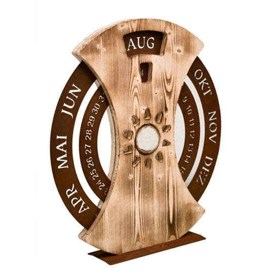 Kalender - Edelrost-Holz Kalender Ewiger Edelrostkalender mit Holz