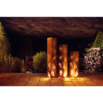 Säule - Blatt im Wind - Pflanzsäule Metall Edelrost, verschiedene Größen