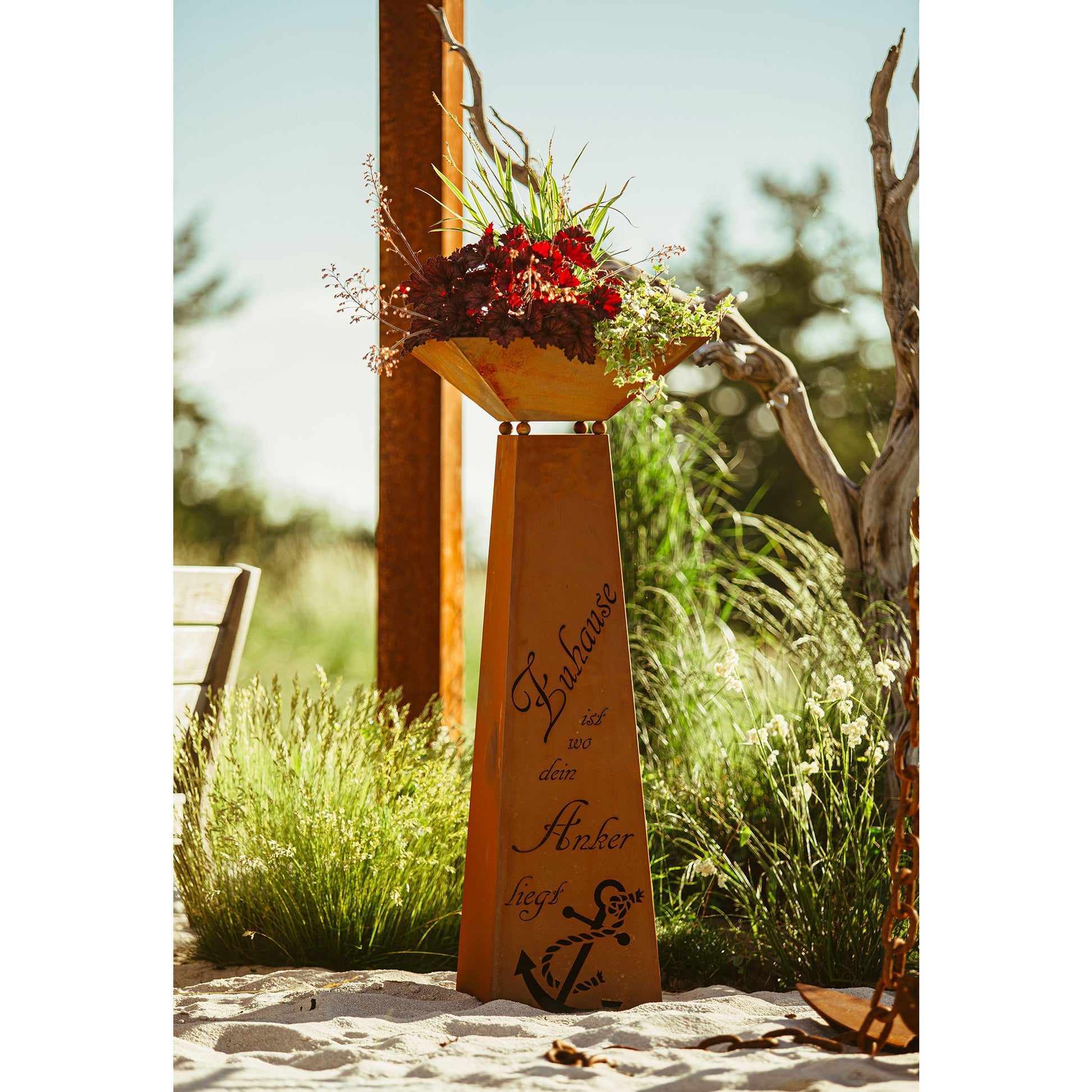 Rost Garten Säule Trapez - Zuhause-Anker aus Metall im Edelrost Design Rostsäule