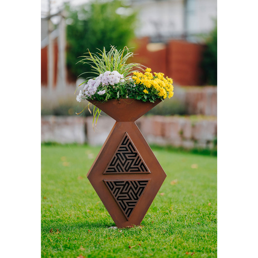 Säule Moderne Raute - Exklusive Pflanzsäule Edelrost Gartensäule Metall