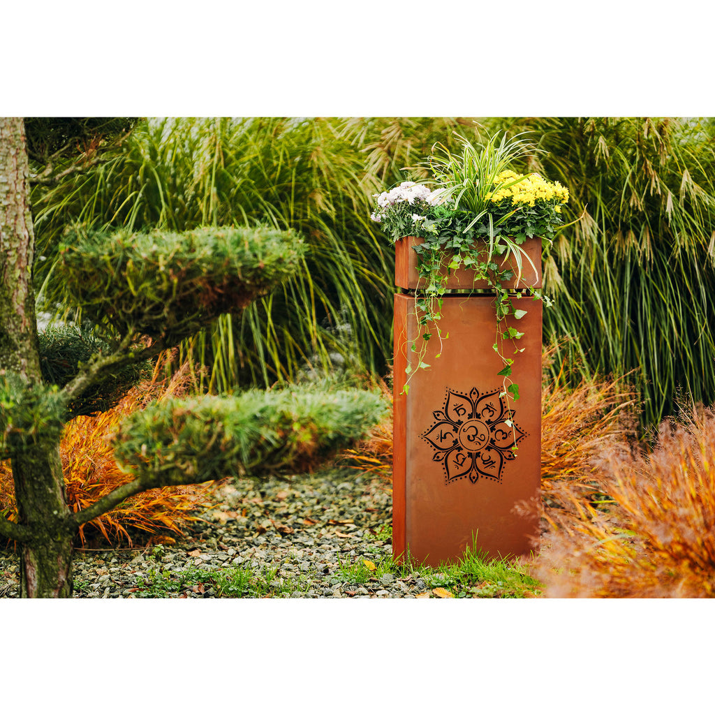 Säule Seven Chakras - Edelrost Gartensäule Echtrost Pflanzsäule Garten Deko