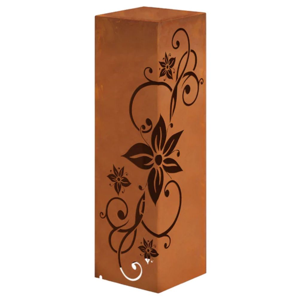 Säule Edelweiß Rostsäule aus Metall im Edelrost Design Gartensäule Dekosäule