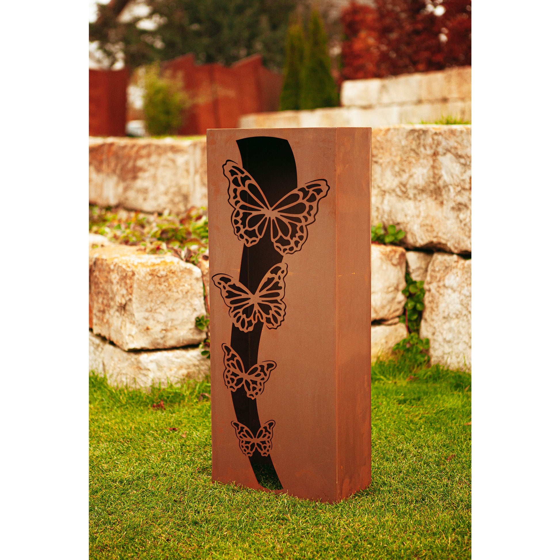 Säule Schmetterlinge - Edelrost Gartensäule Rost Deko Garten, Pflanzsäule