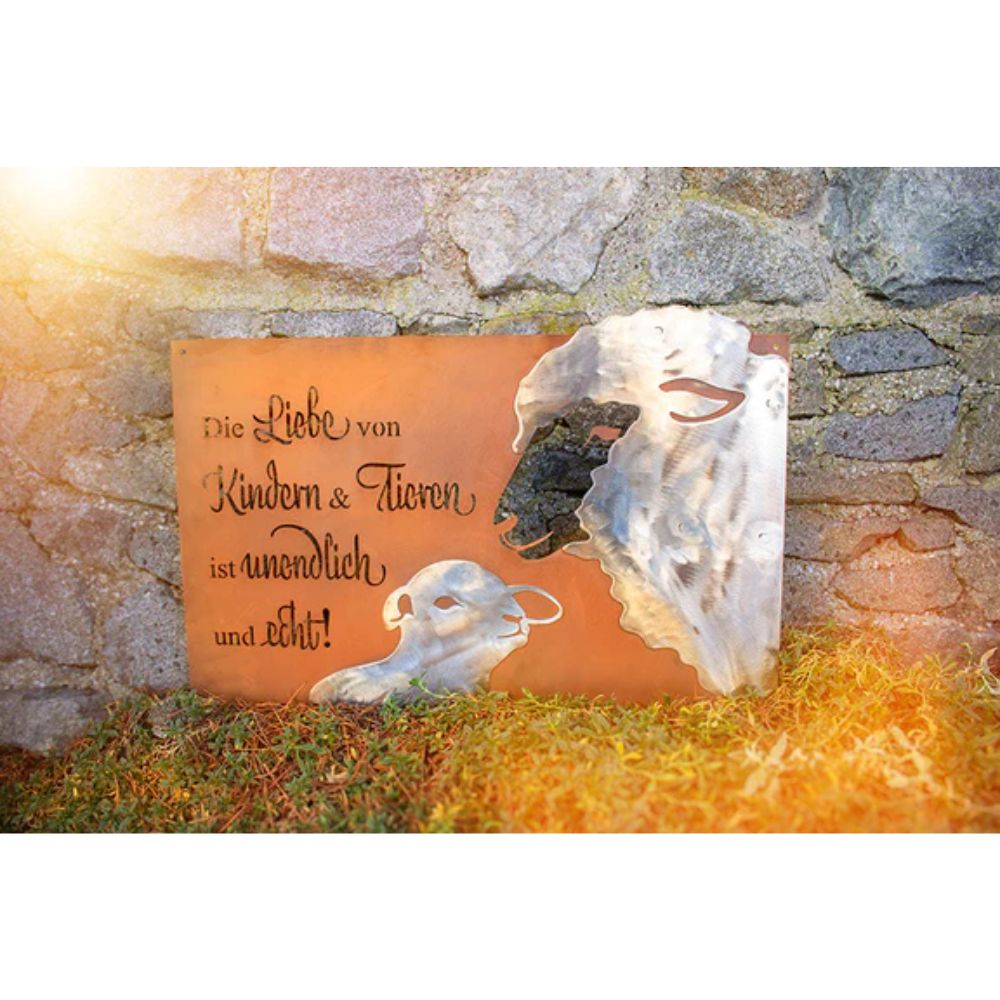 Edelrost Schild Gedichttafel - Unendliche Liebe - Gartendeko Spruchschild Rost Deko