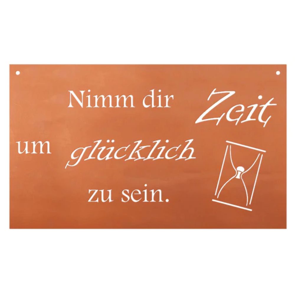 Edelrost Schild Gedichttafel - Zeit - Gartendeko Spruchschild Rost Deko
