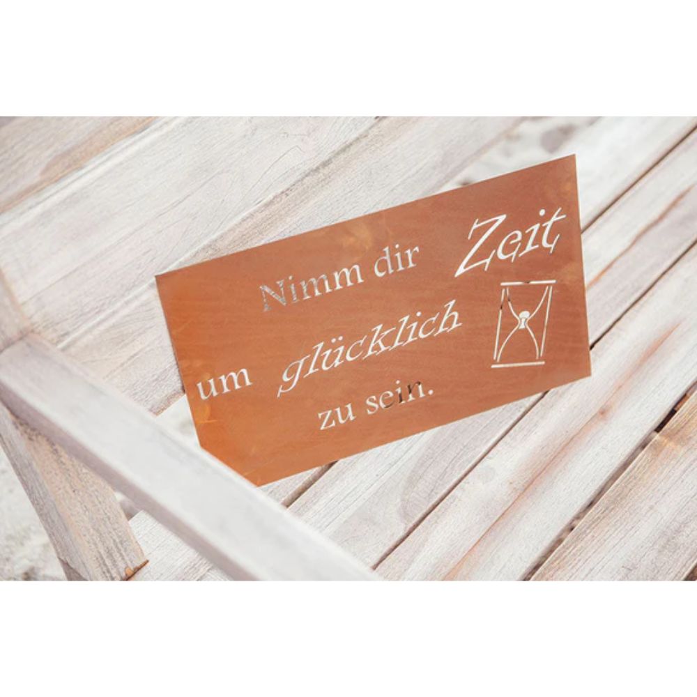 Edelrost Schild Gedichttafel - Zeit - Gartendeko Spruchschild Rost Deko