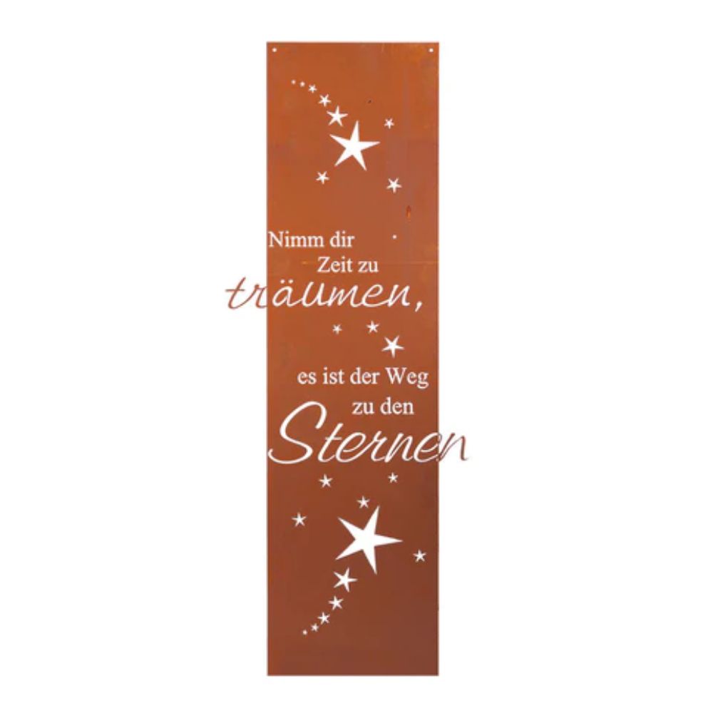 Edelrost Schild Gedichttafel - Weg zu den Sternen - Gartendeko Spruchschild Rost