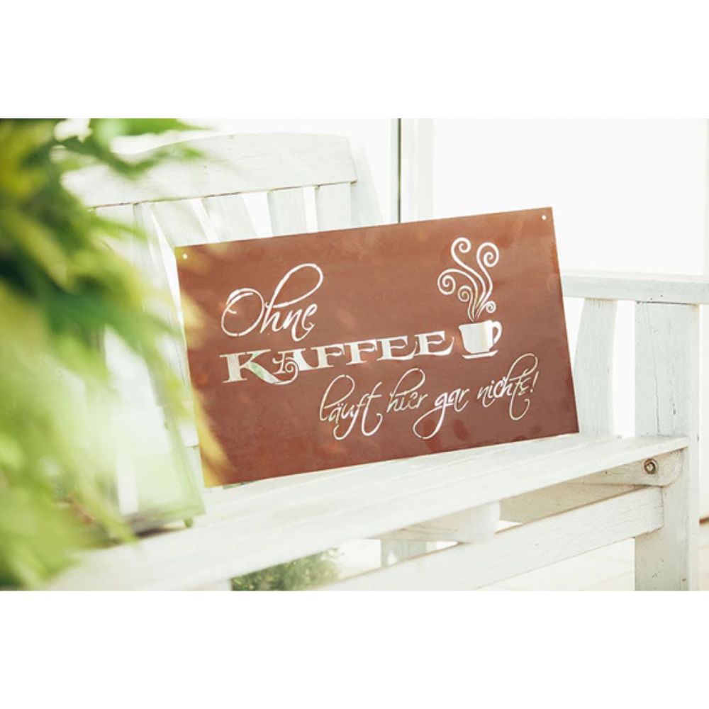 Edelrost Schild Gedichttafel - Kaffee - Spruchschild Rost Deko Kaffeeliebhaber