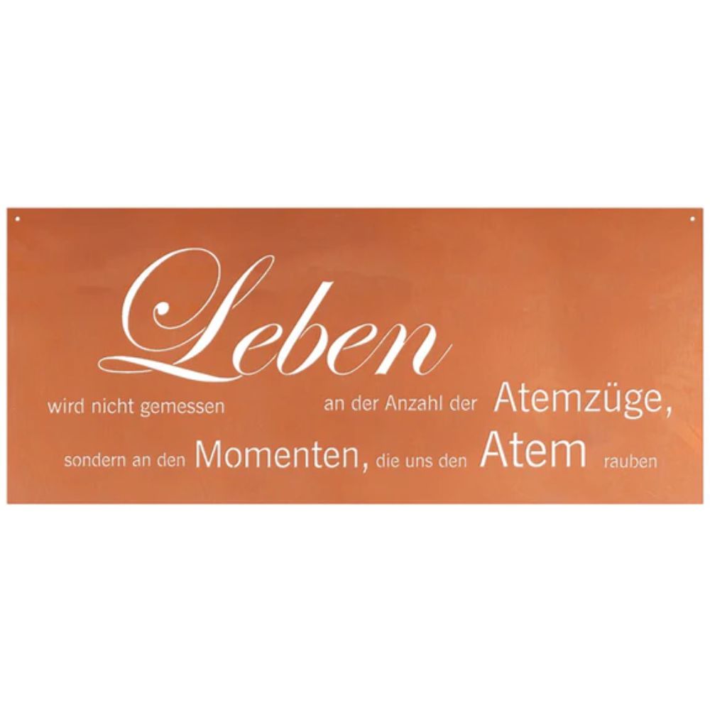 Edelrost Schild Gedichttafel - Leben - Spruchschild Deko Rost Geschenkidee