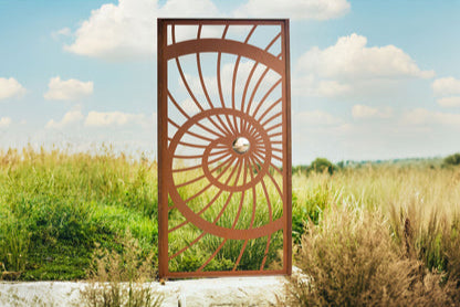 Sichtschutzwand Spirale aus Edelrost Rankhilfe mit Edelstahlkugel Gartendeko