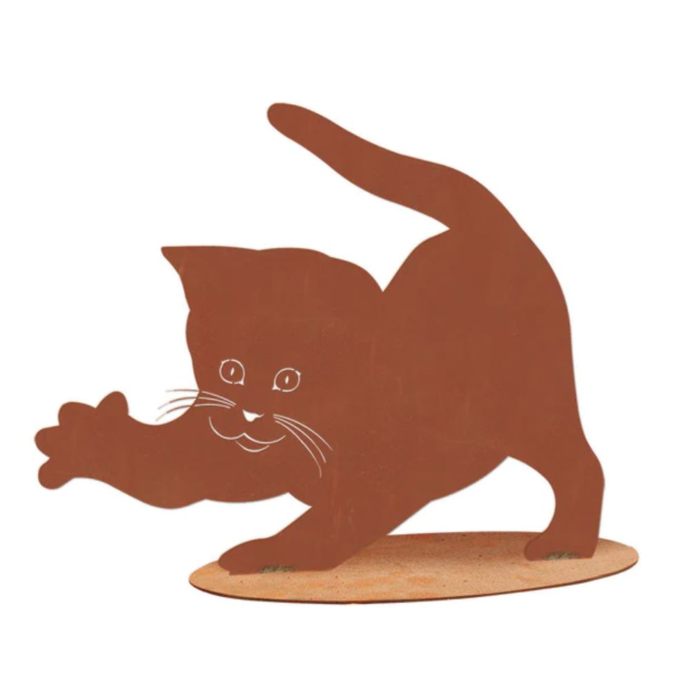 Katzenfigur Metall - Katze Elegant 4 - Edelrost Tierfigur Deko Katzenliebhaber