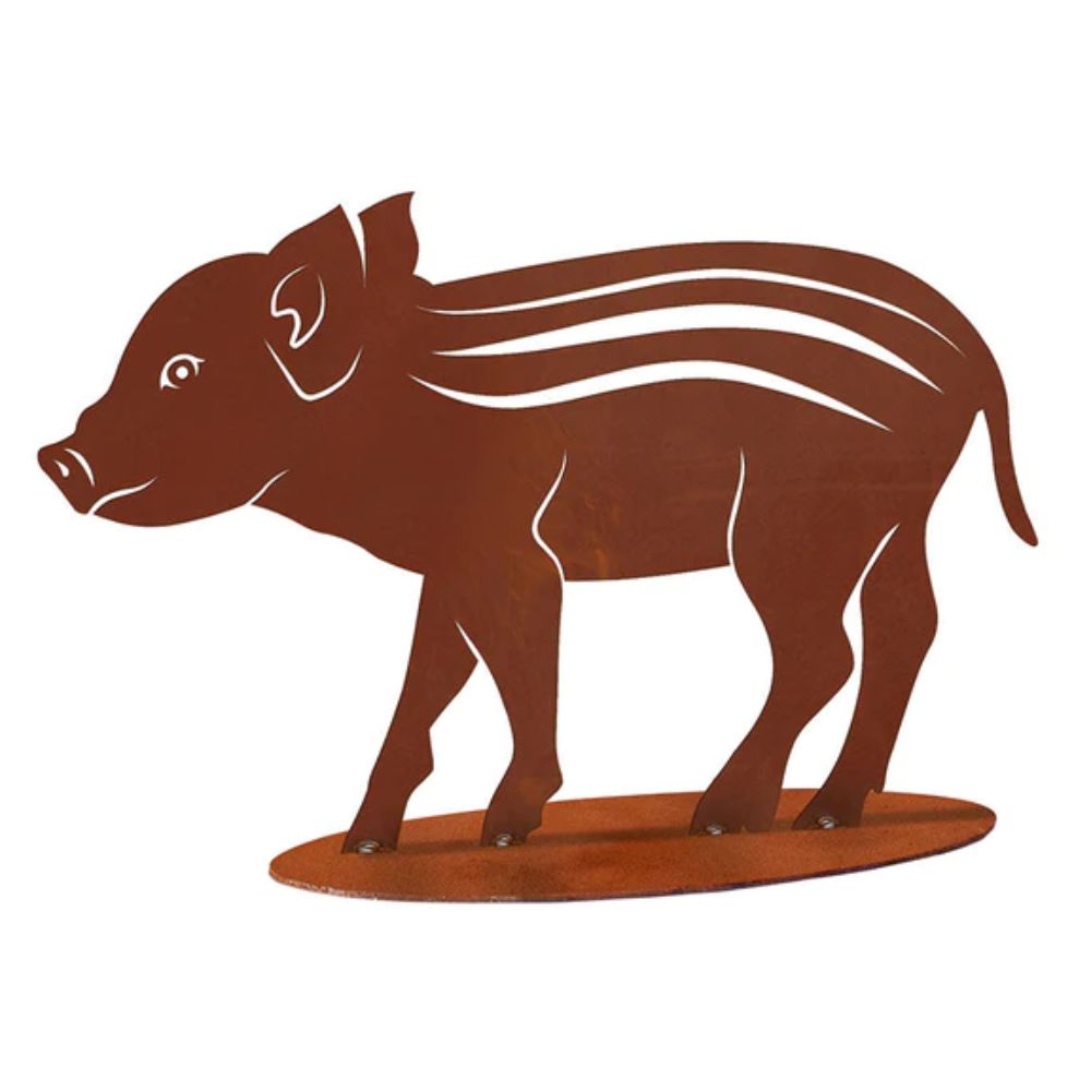 Tierfigur Metall - Wildschwein Ferkel - Edelrost Tierskulptur Rost Deko Tierliebhaber