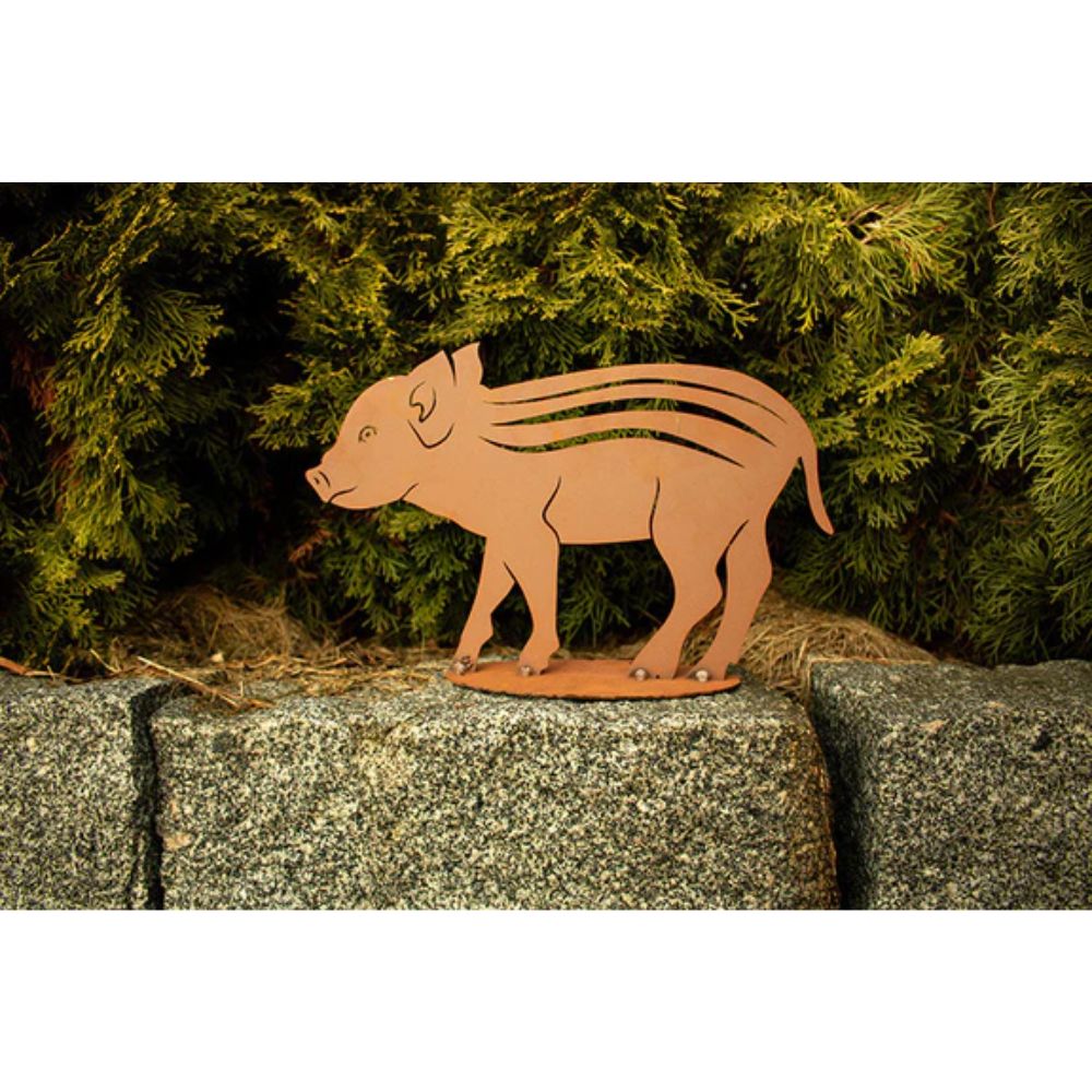 Tierfigur Metall - Wildschwein Ferkel - Edelrost Tierskulptur Rost Deko Tierliebhaber