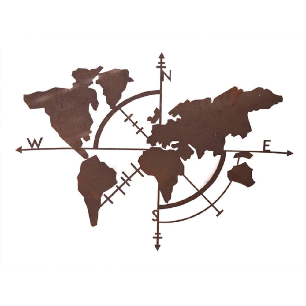 Wandbild - Weltkarte - im Edelrostdesign Wanddekoration aus Edelrost Wohndeko