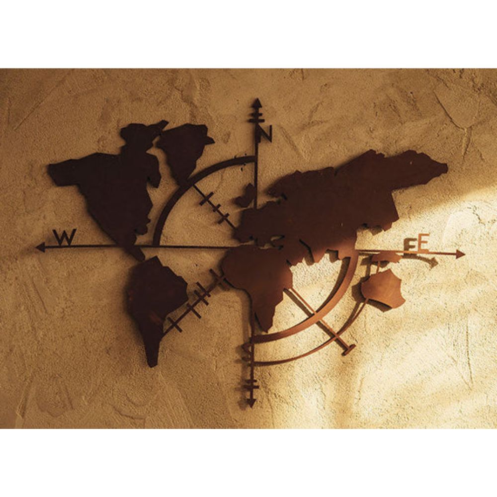 Wandbild - Weltkarte - im Edelrostdesign Wanddekoration aus Edelrost Wohndeko