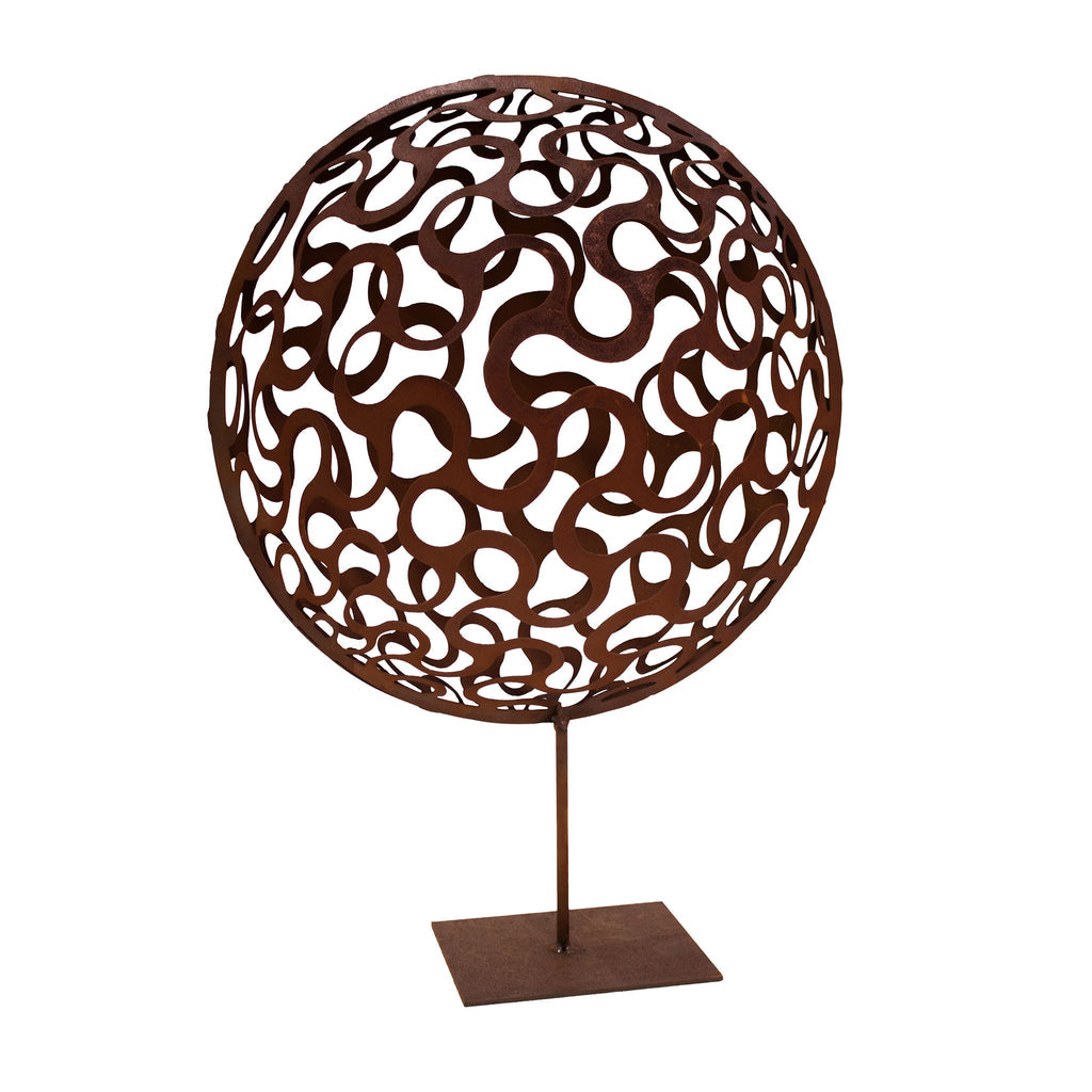 Wellenkugel - Edelrost Garten Deko Modern mit 3D-Effekt Echtrost Outdoor Deko