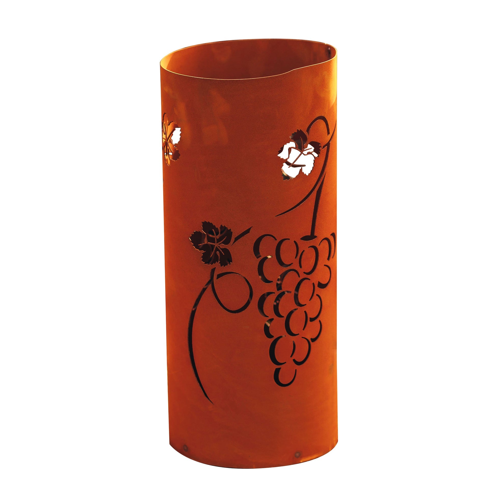 Windlicht Vinea aus Metall Edelrost Windlicht Weintrauben-Motiv Outdoor Deko