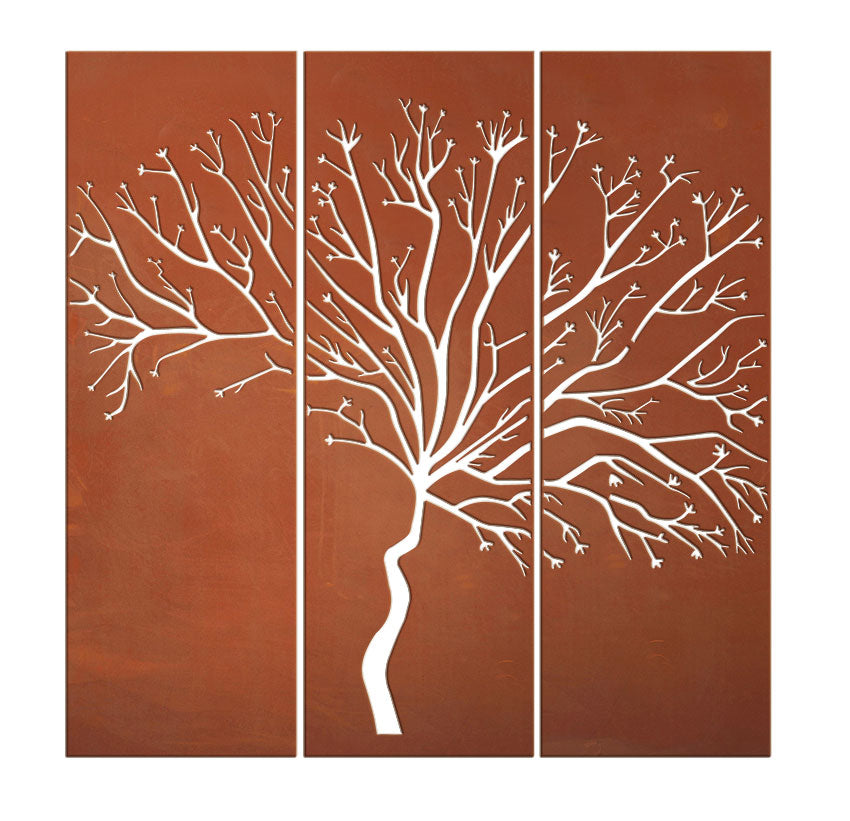 Bild-Triologie Baum - Edelrost Wandbild dreiteilig mit Baum Motiv Rost Deko