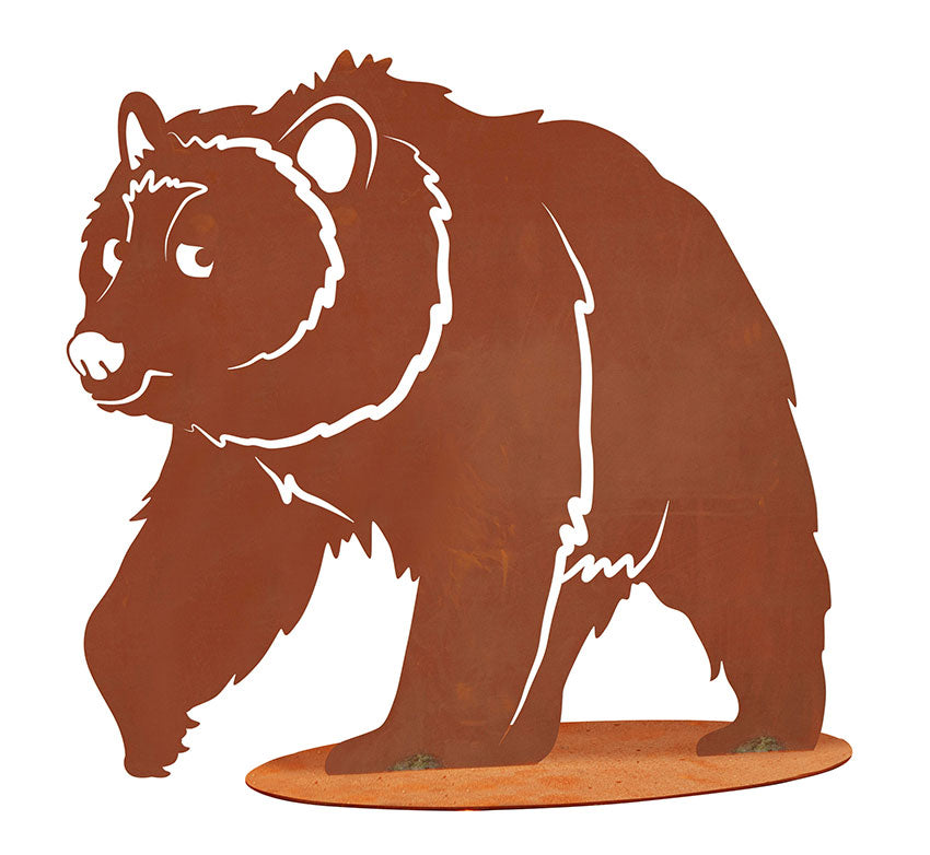Tierfigur Metall - Braunbär Bruno - Edelrost Skulptur Gartendeko Rost Wildtiere