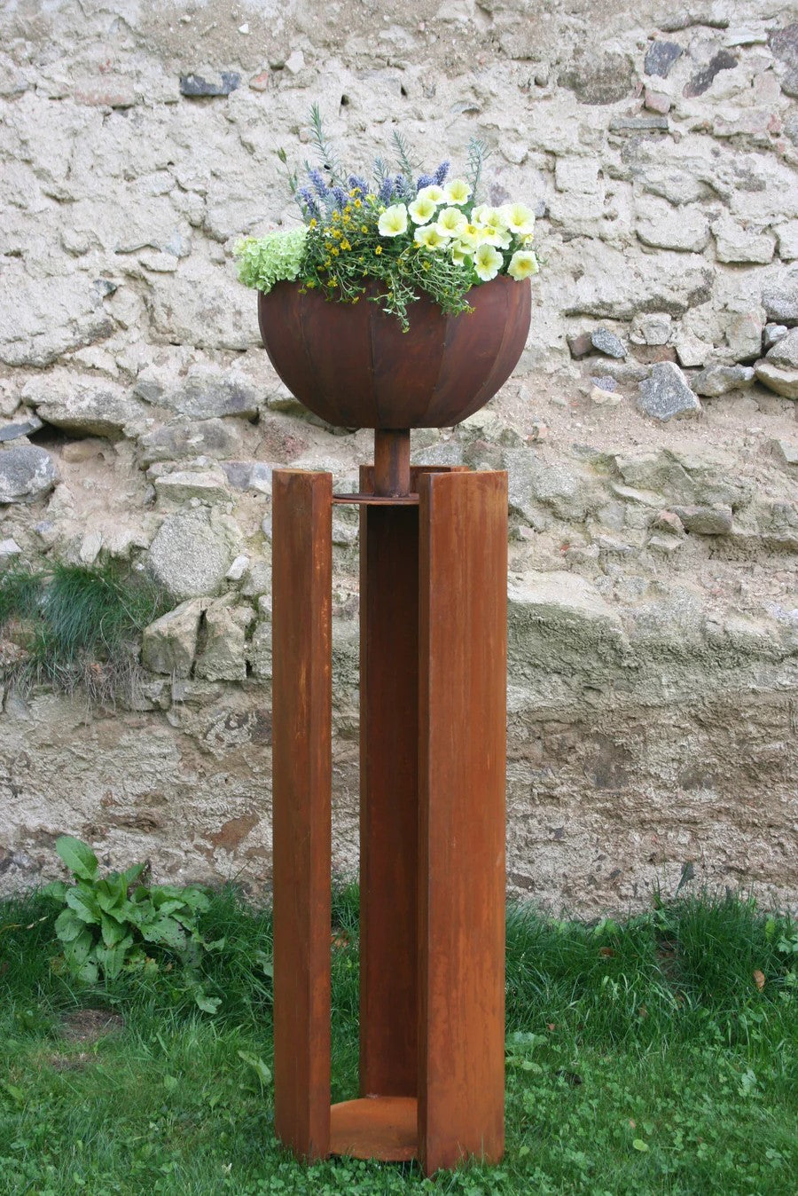 Edelrost Säule Athen inkl. Schale Gartensäule Pflanzsäule Dekosäule 120 cm hoch