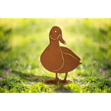 Tierfigur Metall - Ente Duffy - Edelrost auf Bodenplatte Geschenkidee Tierfreunde