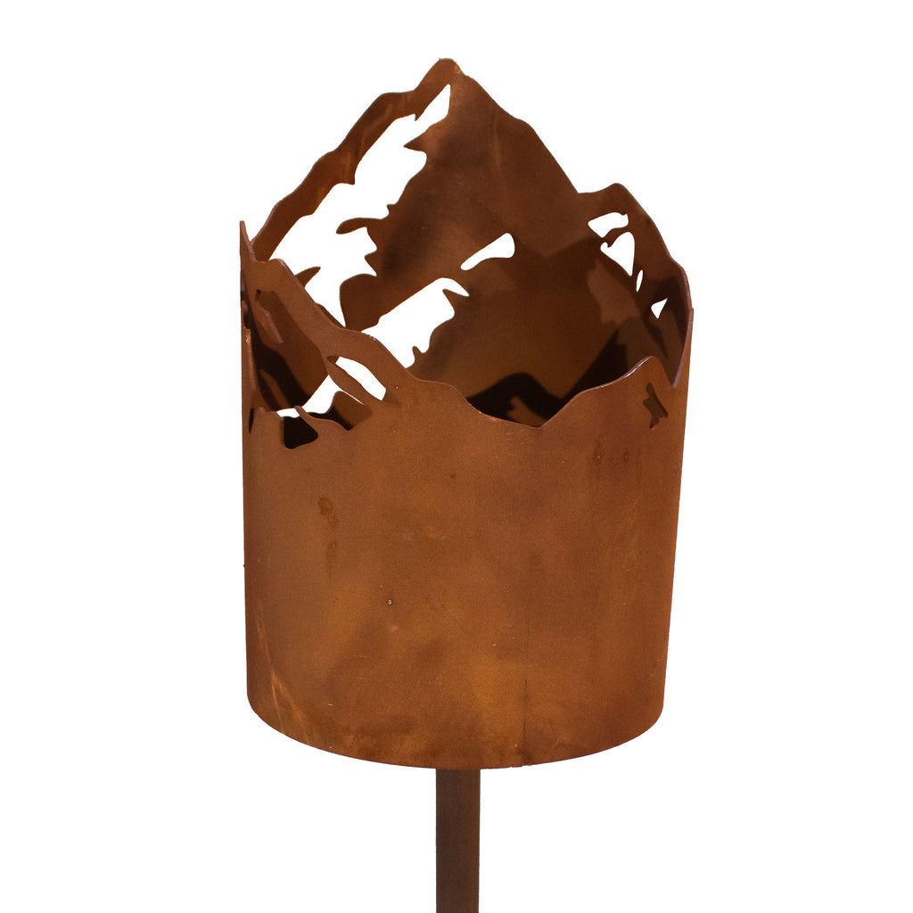 Fackelstab Gebirge - Edelrost Gartenfackel Fackel Echtrost auf Stab Metall