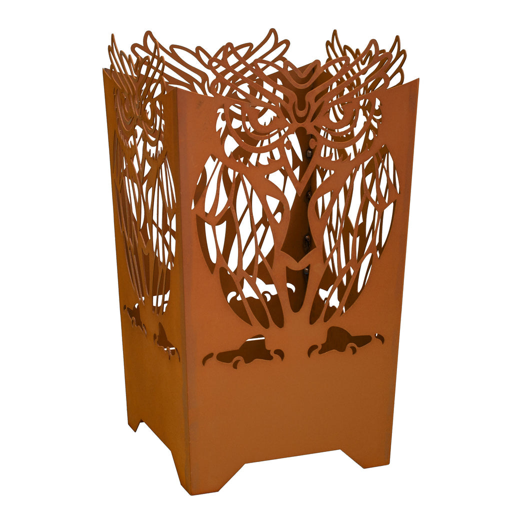 Feuerkorb Uhu - Edelrost Feuertonne Gartenfeuer Uhu-Motiv Metall Rost Deko Garten