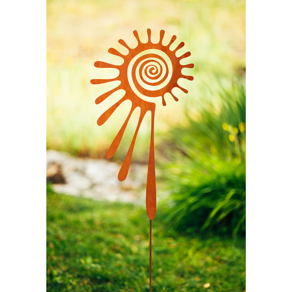 Gartenstab - Spiraltropfen aus Metall Gartenstecker Edelrost Outdoor Rost Deko