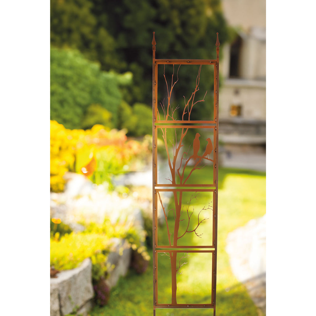 Gartenstecker Vogellied aus Metall Edelrost Deko Garten, Echtrost Gartenstecker