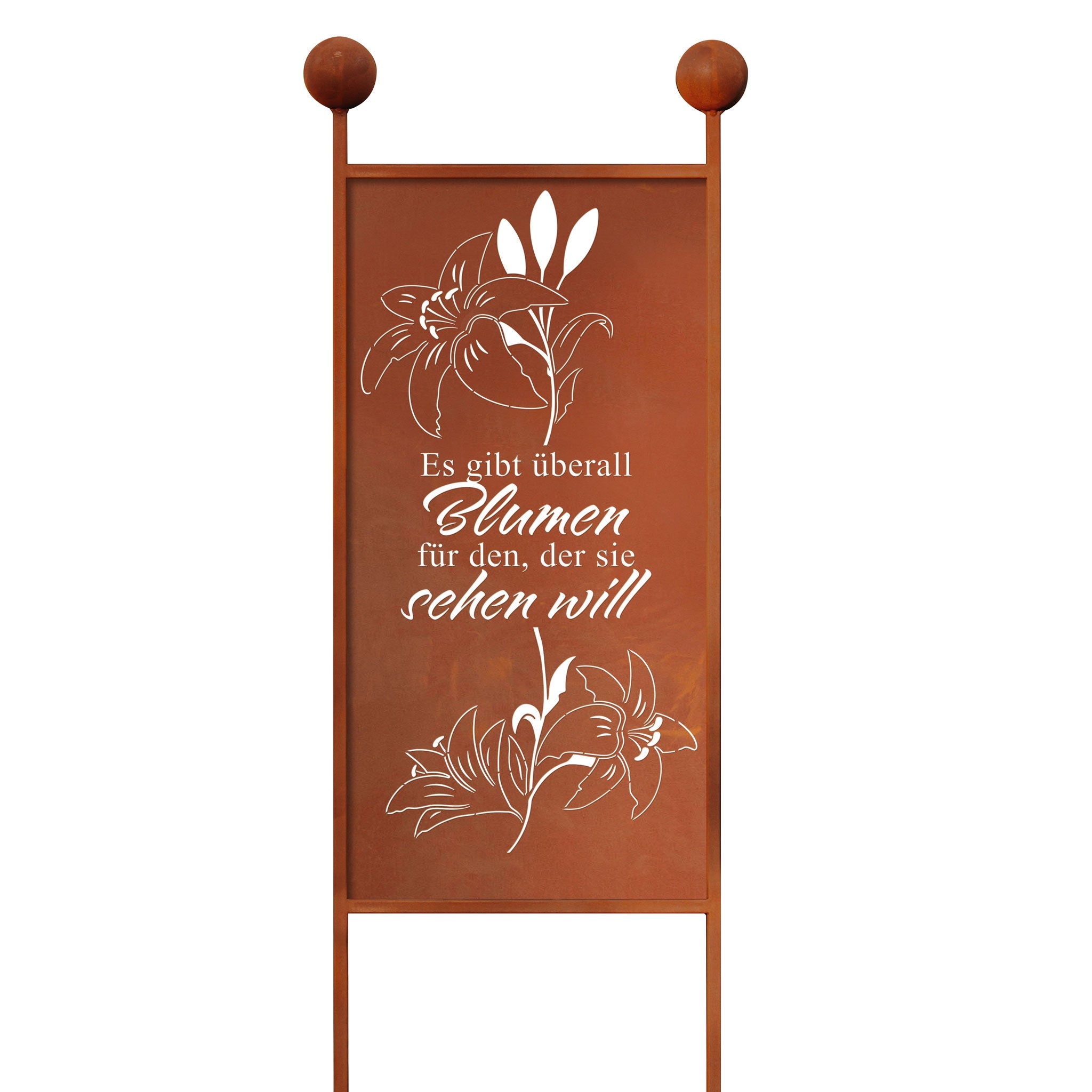 Gartenstecker XL aus Edelrost mit Blumen Spruch Rost Deko Gartenschild Gartendeko