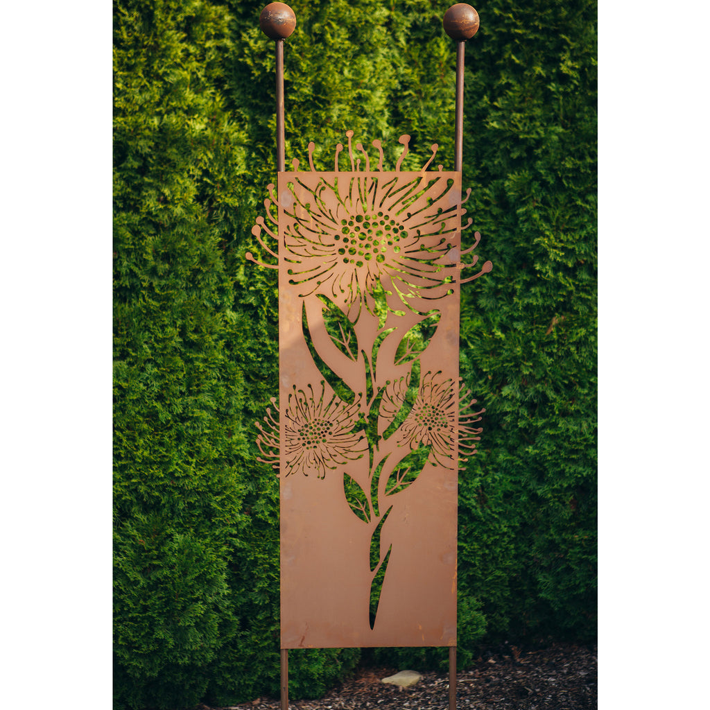 Gartenstecker XL aus Edelrost mit Pusteblume Motiv Gartendeko Sichtschutzwand