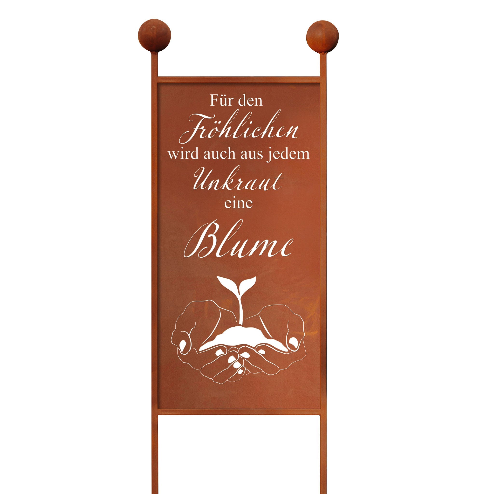 Gartenstecker XL aus Edelrost mit Unkraut Spruch Rost Deko Gartenschild Gartendeko