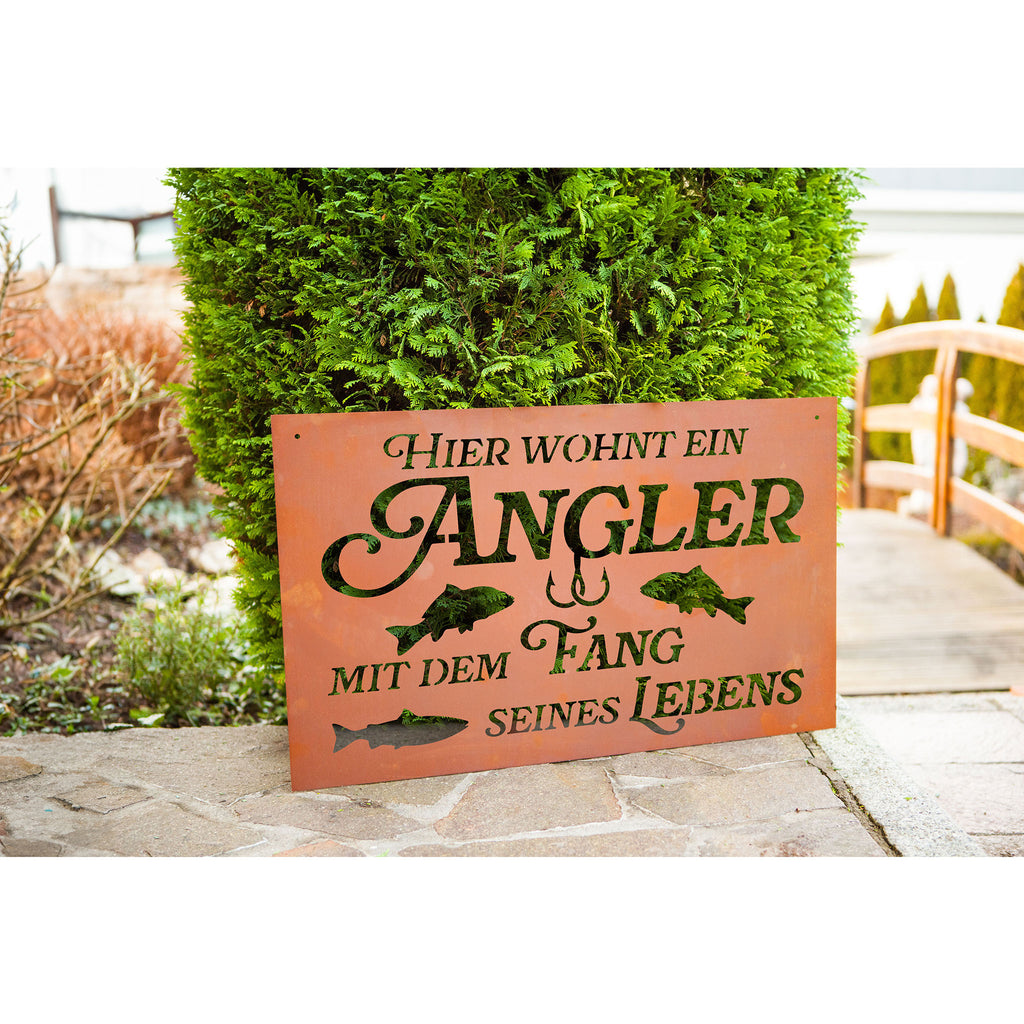 Gedichttafel Angler - Edelrost Schild Spruchschild Rost Deko Geschenkidee
