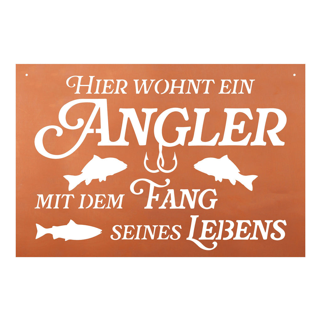 Gedichttafel Angler - Edelrost Schild Spruchschild Rost Deko Geschenkidee